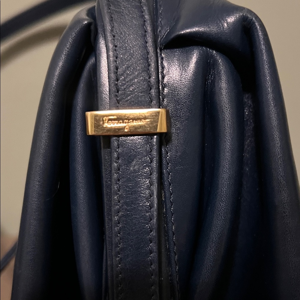 EUC Salvatore Ferragamo Navy Crossbody Bag Vintage - Picture 6 of 12